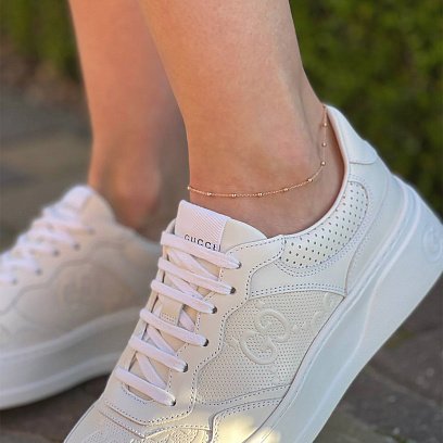 ﻿Золотий браслет "Кульки і серце" на ногу б03950 №4