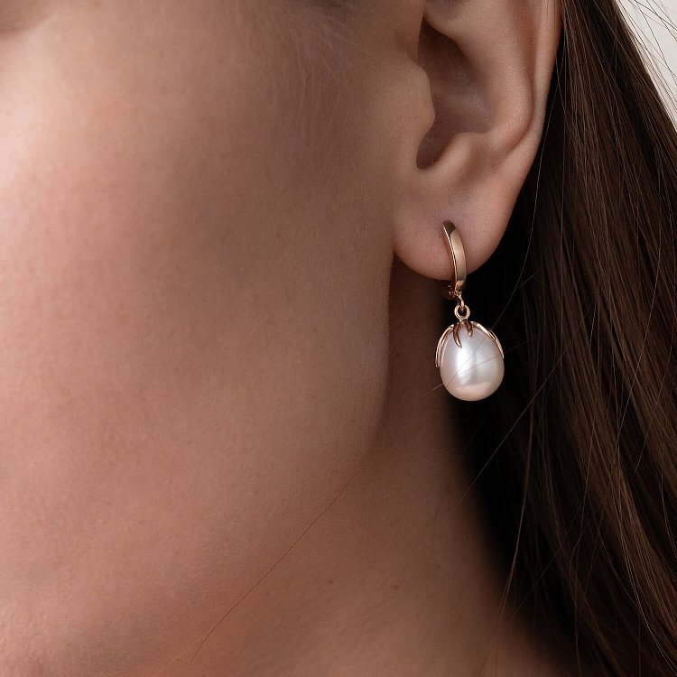 Золотые серьги (культ. пресн. жемчуг) с07771 от ювелирного магазина Оникс - 2