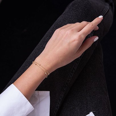 Двойной браслет "Шарики" в желтом золоте б04733 №2