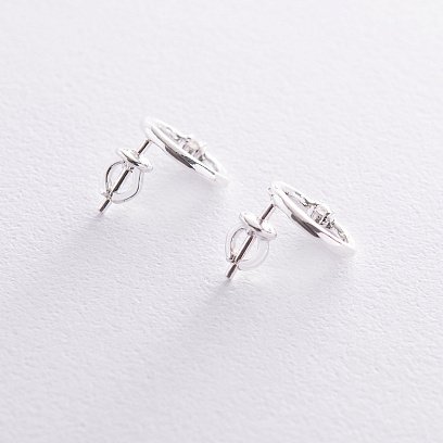 Срібні сережки - пусети "Удача" (фіаніти) 122748 №4