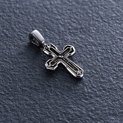 Золотий православний хрестик з розп'яттям та молитвою (чорніння) п03785 №2