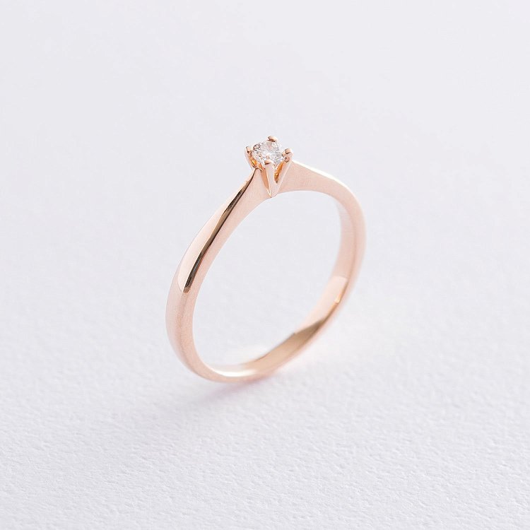 Заручальна каблучка в червоному золоті (діамант) кб0237 від ювелірного магазину Онікс