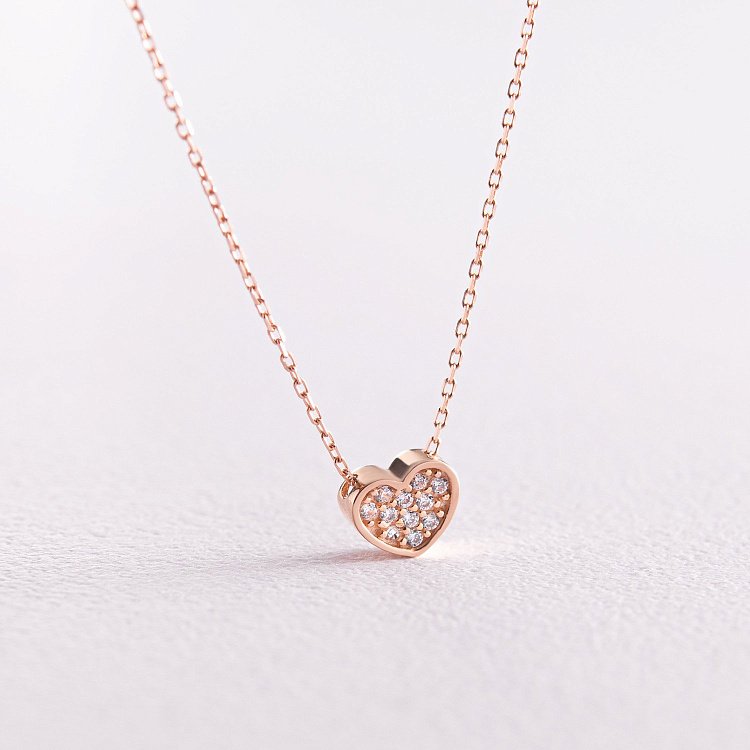 Колье "Сердечко" с фианитами (красное золото) кол02295 от ювелирного магазина Оникс