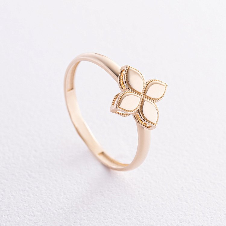 Каблучка "Конюшина" в жовтому золоті к07534 від ювелірного магазину Онікс - 2