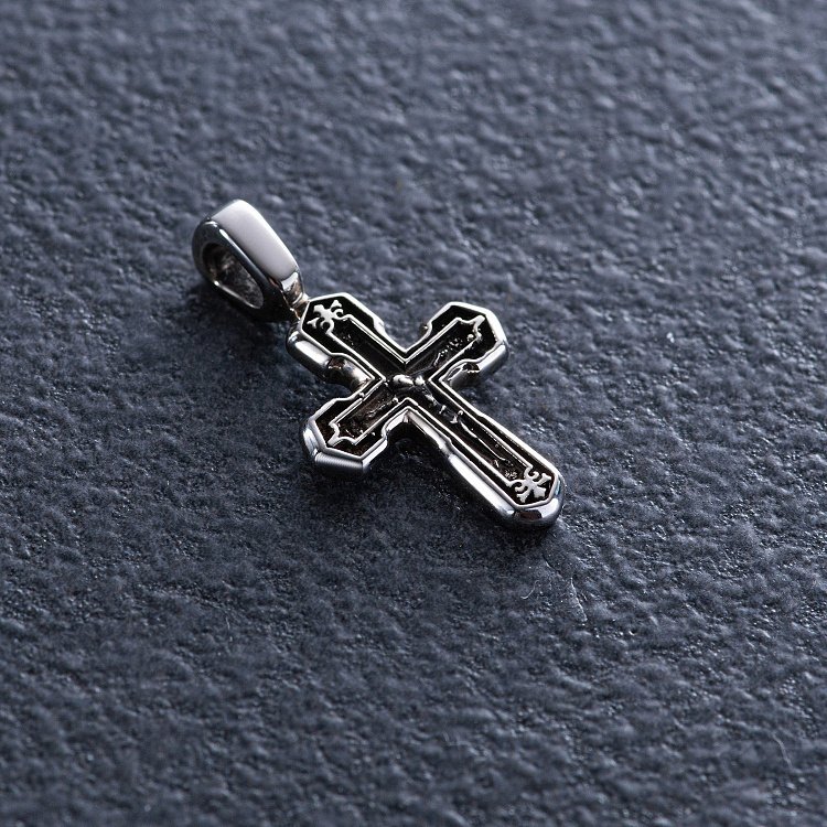 Золотий православний хрестик з розп'яттям та молитвою (чорніння) п03785 від ювелірного магазину Онікс - 1