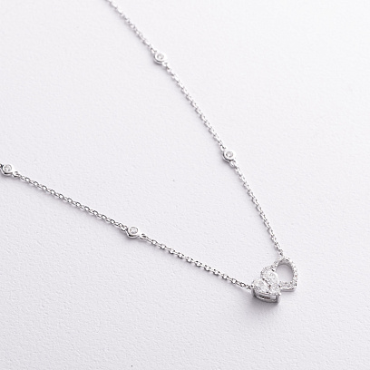 Золоте кольє "Сердечки" з діамантами колб0184va