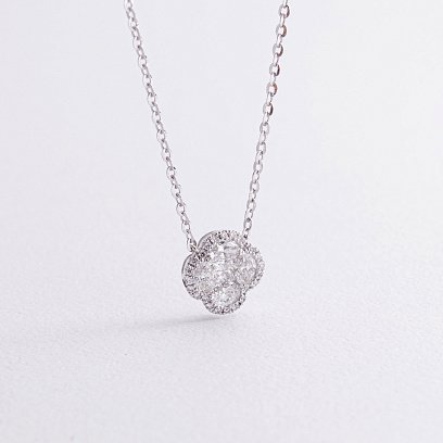 Золоте кольє "Конюшина" з діамантами колб0137mi