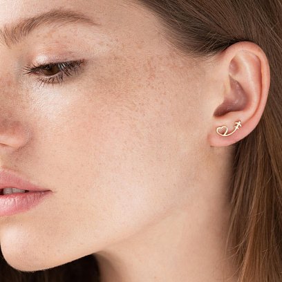 Сережки - пусети "Сердечка" в червоному золоті с06962 №2