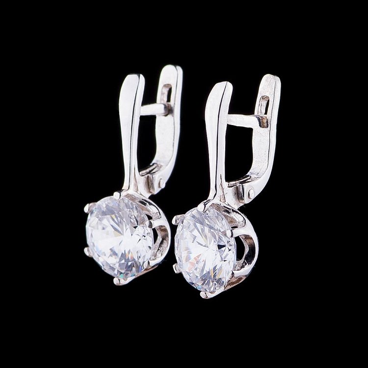 Серебряные серьги с фианитами 121872 от ювелирного магазина Оникс - 2