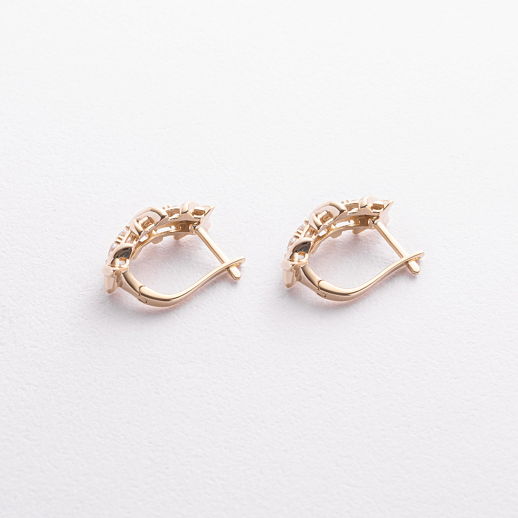 Сережки "Rosie" з фіанітами (жовте золото) с08989 від ювелірного магазину Онікс - 1