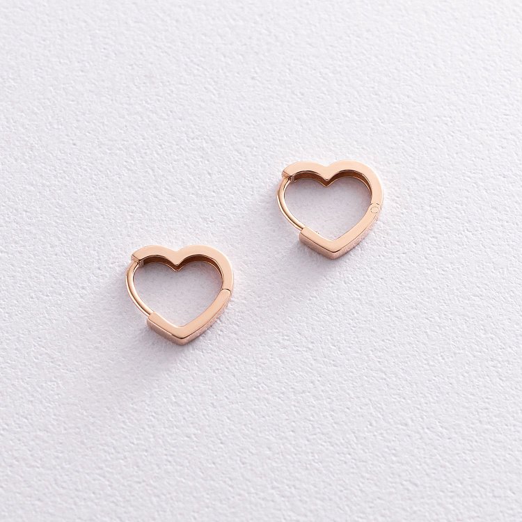 Сережки "Сердечки" в червоному золоті с07423 від ювелірного магазину Онікс