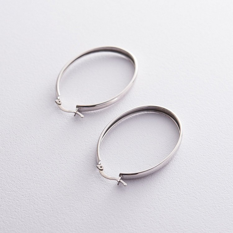 Срібні сережки Овальні 122582 від ювелірного магазину Онікс - 2