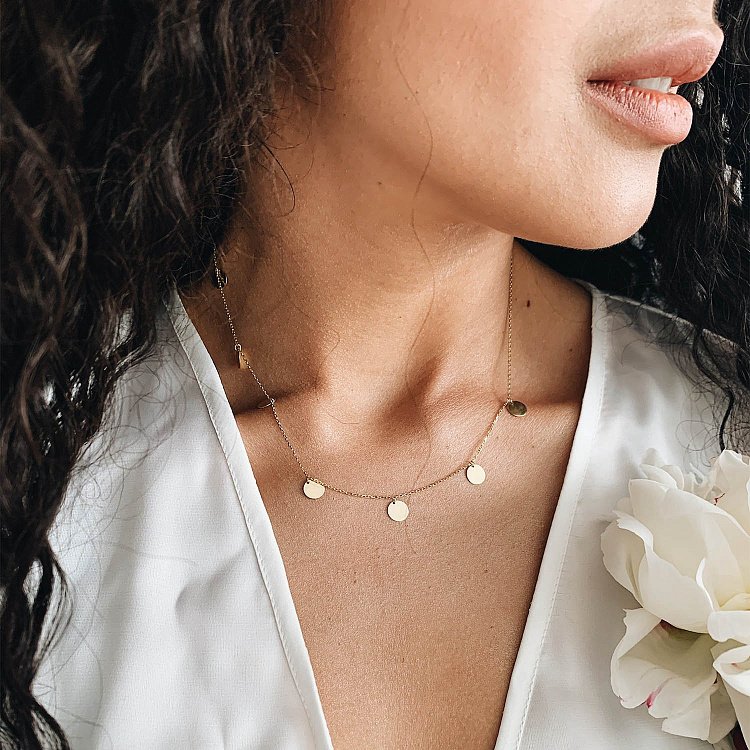 Золотое колье с монетками кол01442 от ювелирного магазина Оникс - 19