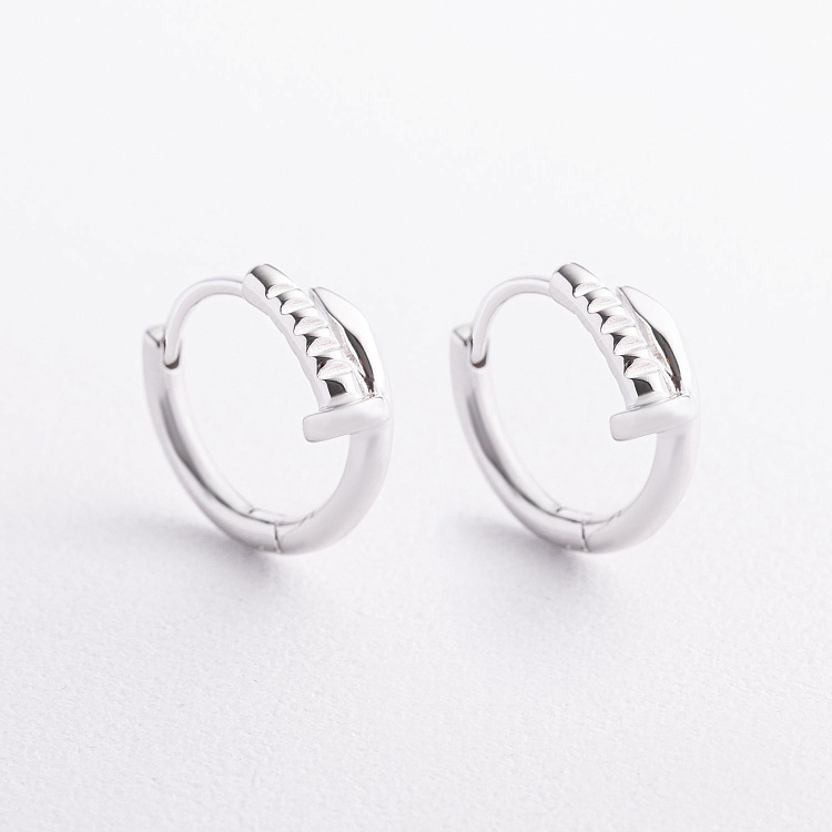 Серебряные серьги - кольца "Гвоздь" 123546 от ювелирного магазина Оникс