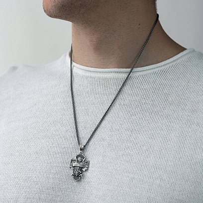 Срібний хрест "Український козак. Слава Україні. На звороті - Спаси і Збережи" 133231 №2