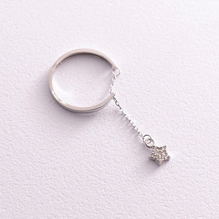 Золотое кольцо с подвеской "Звездочка" (фианиты) к06999 от ювелирного магазина Оникс