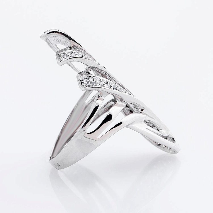 Золотое кольцо с фианитами к01466ж от ювелирного магазина Оникс - 2