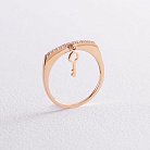 Золотое кольцо "Ключик" с фианитами к07004 от ювелирного магазина Оникс