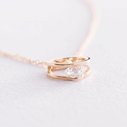 Колье "Амелия" в желтом золоте (фианит) кол01904 №5