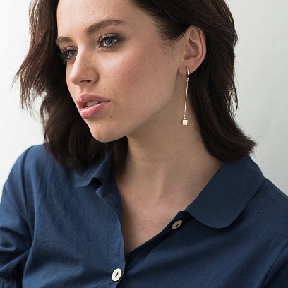 Золотые серьги "Куб" с06283 №2