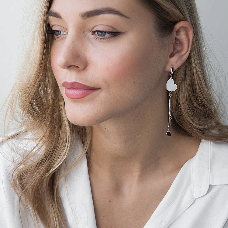 Серебряные серьги "Сердечки" 122233 от ювелирного магазина Оникс - 2