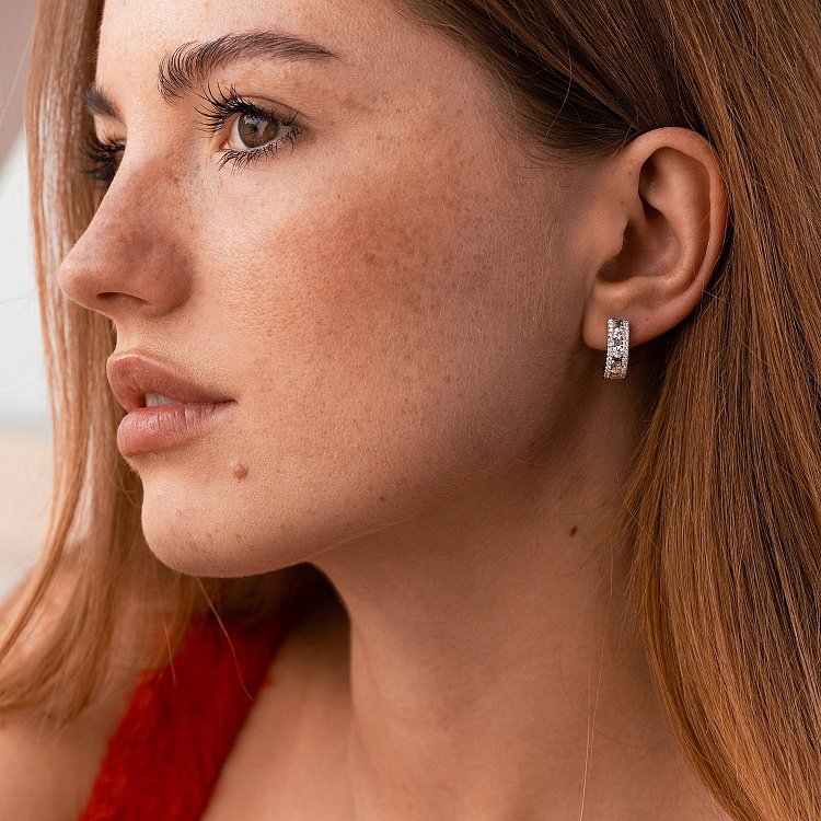 Золотые серьги с бриллиантами сб0500nl от ювелирного магазина Оникс - 1