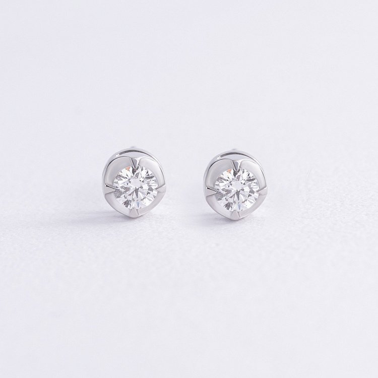 Сережки - пусети з діамантами (біле золото) 342141121 від ювелірного магазину Онікс - 1