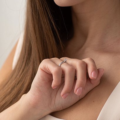 Золота заручальна каблучка (куб. циркон Swarovski) к06269 №4