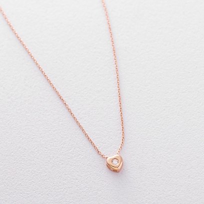 Золотое колье "Сердечко с фианитом" кол01204