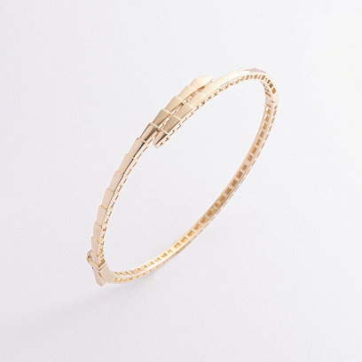 Жесткий браслет "Змея" в желтом золоте б05628