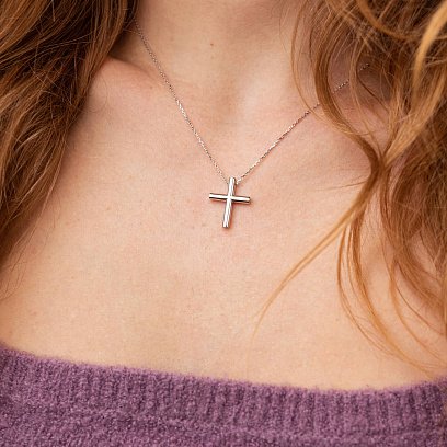 Кольє з хрестиком у білому золоті кол02356 №2