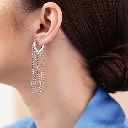 Срібні сережки з ланцюжками OR116710 №4