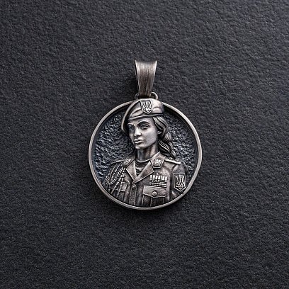 Серебряный кулон "Українська захисниця" 1319 №5