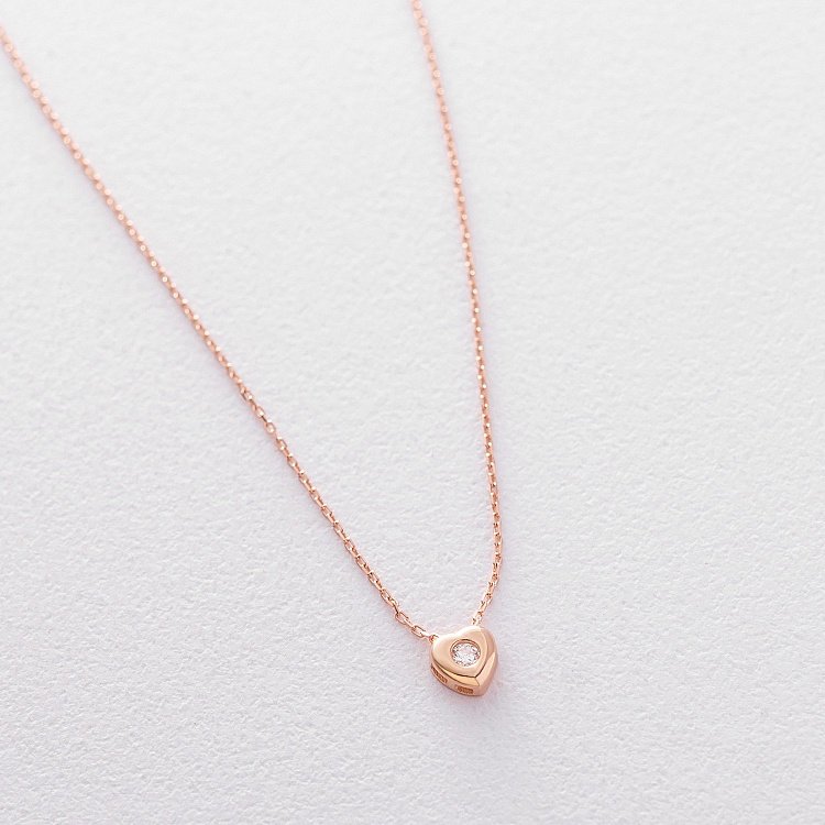 Золотое колье "Сердечко с фианитом" кол01204 Золотое колье "Сердечко с фианитом" кол01204 от ювелирного магазина Оникс