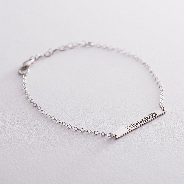 Срібний браслет з гравіюванням "Важлива дата" 141448 від ювелірного магазину Онікс