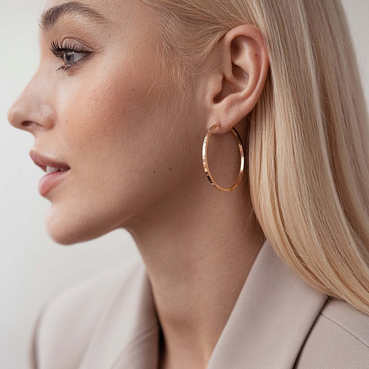 Сережки - кільця в червоному золоті с07757 від ювелірного магазину Онікс