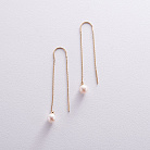 Сережки - протяжки з перлами (жовте золото) с08266 от ювелирного магазина Оникс - 1