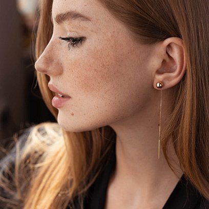 Золоті сережки - протяжки "Кульки" с07955 №6