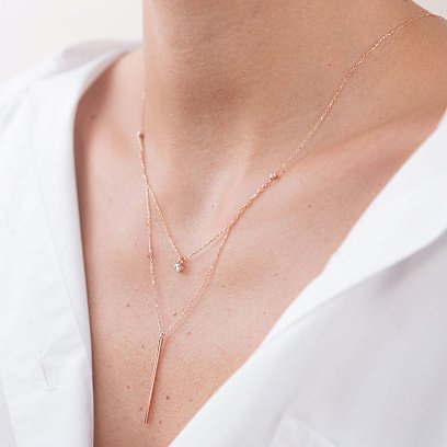 Подвійне золоте кольє "Хлоя" з фіанітом кол01865 №5