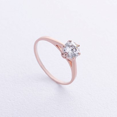 Помолвочное золотое кольцо с фианитом к08060 №3