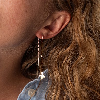 Сережки - протяжки "Ластівки" у червоному золоті с08049 №2