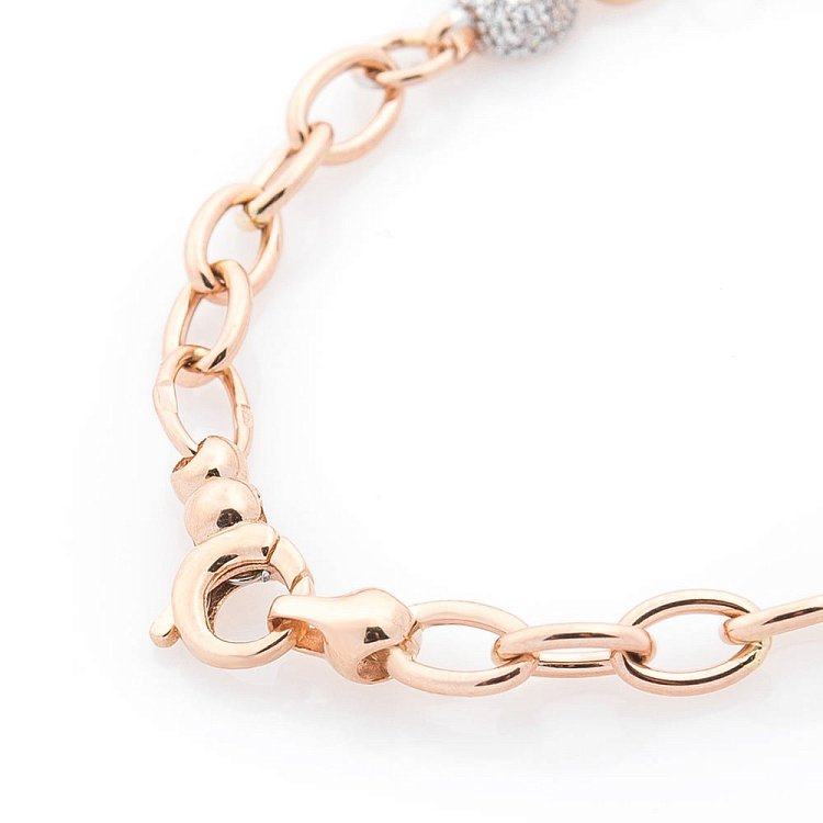 Золотий браслет "Сердечко і ключик" з фіанітами б03312 від ювелірного магазину Онікс - 2