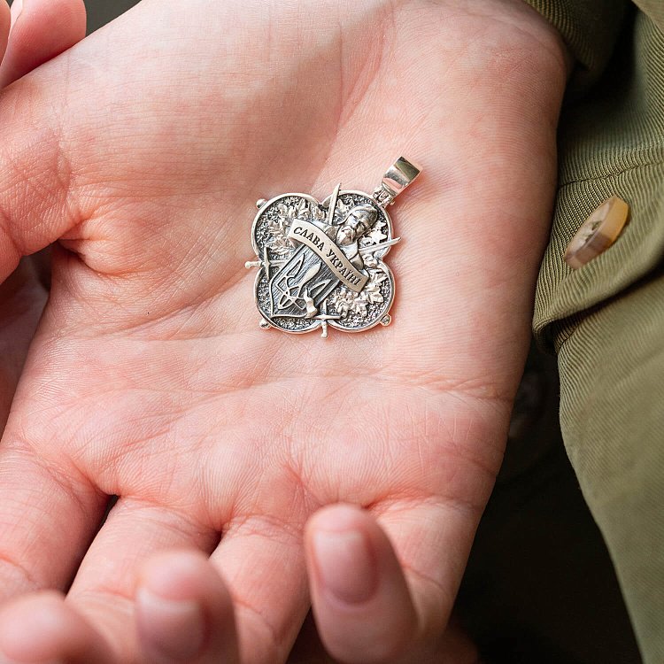 Срібний кулон "Український козак. Боріться-поборете, Вам Бог помагає" 133137 від ювелірного магазину Онікс - 4