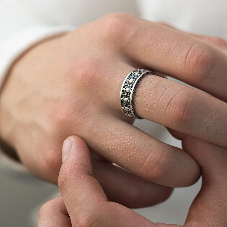 Чоловіча срібна каблучка з черепами 1164 від ювелірного магазину Онікс - 5