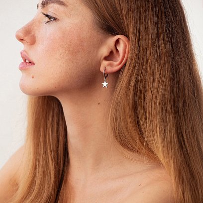 Серебряные серьги - пусеты "Звездочки" 123023 №2