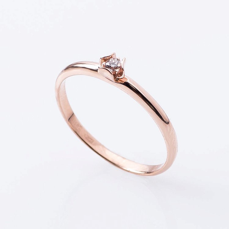 Золота заручальна каблучка з діамантами р0693к від ювелірного магазину Онікс - 1