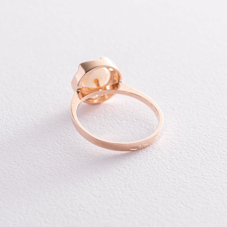 Золота каблучка (перли, фіаніти) к06747 від ювелірного магазину Онікс - 3