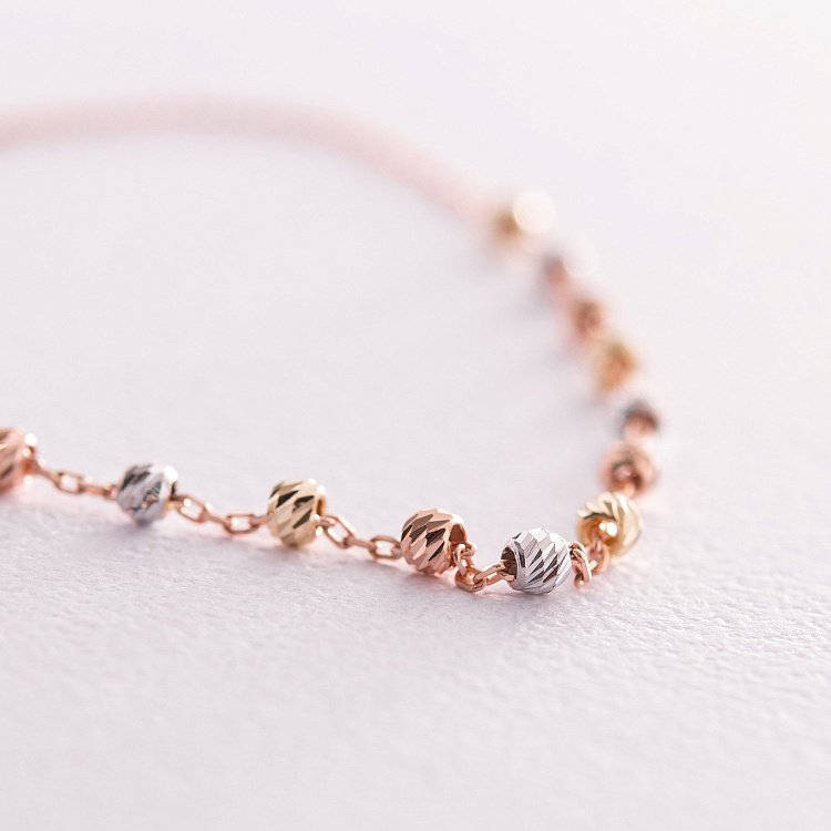 Браслет "Шарики" в трех цветах золота б05167 от ювелирного магазина Оникс - 2