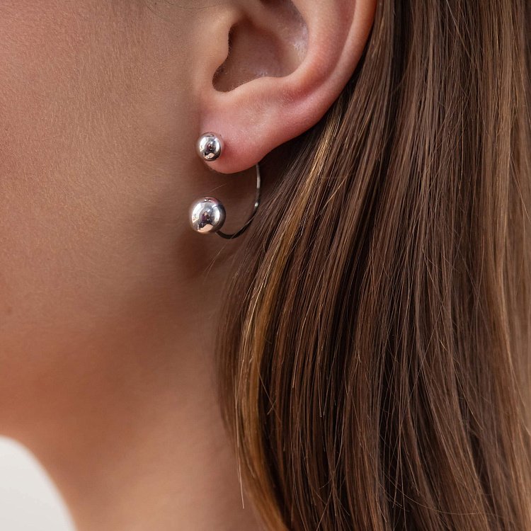 Сережки "Хельга" з кульками (біле золото) с08235 від ювелірного магазину Онікс - 5