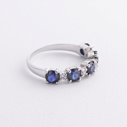 Серебряное кольцо с сапфирами и фианитами 1844/1p-HSPH №2